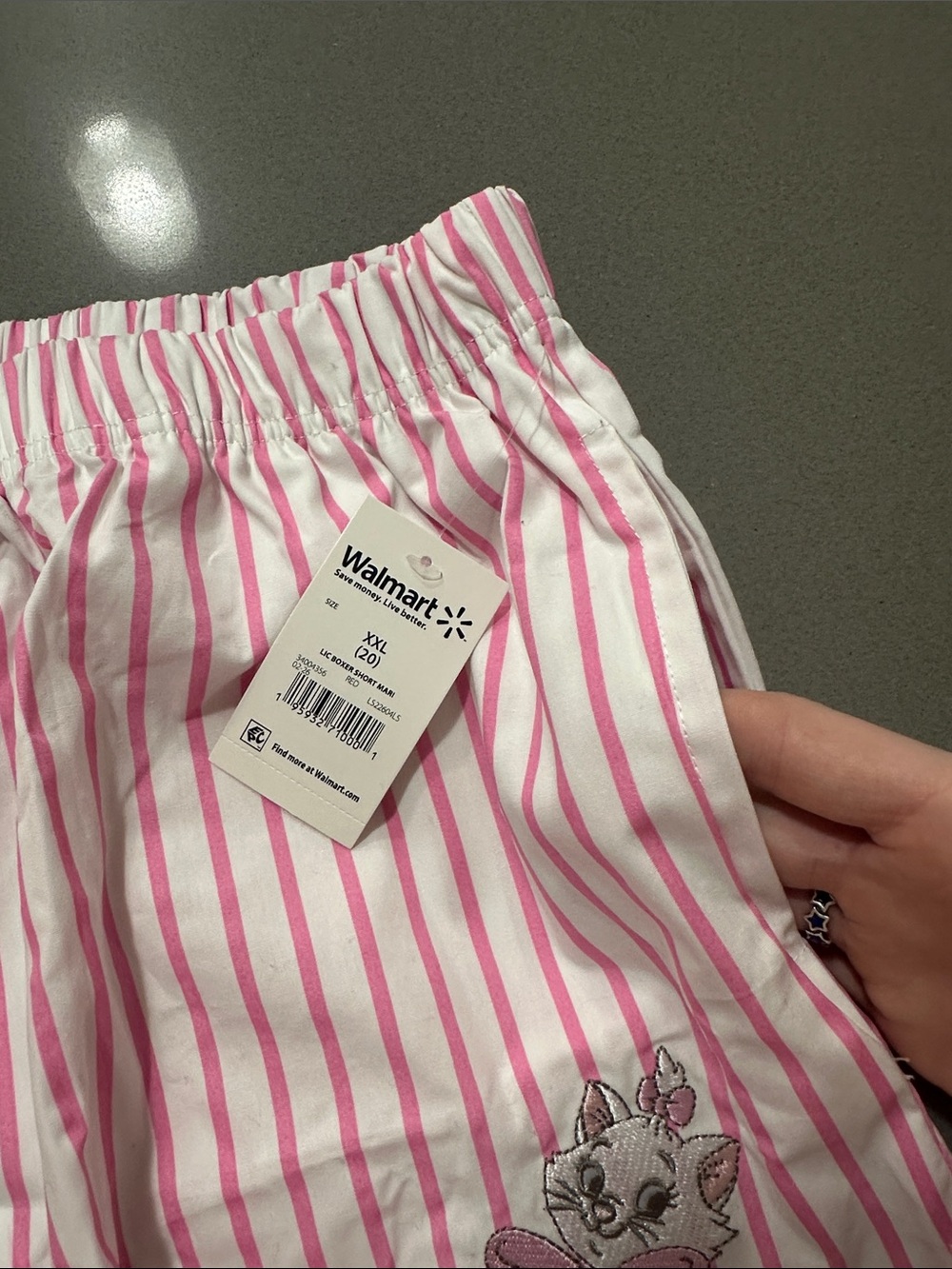 Disney Pink and White Striped Lounge Shorts with Marie Cat - Picture 2 of 2